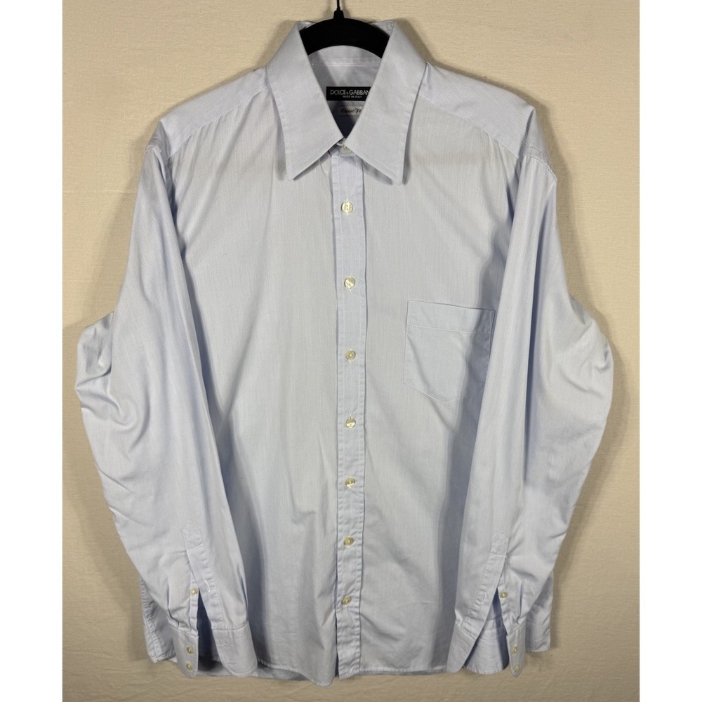 Dolce & Gabbana Classic Fit Blue Long Sleeve Button‎ Down Mens Large 16
